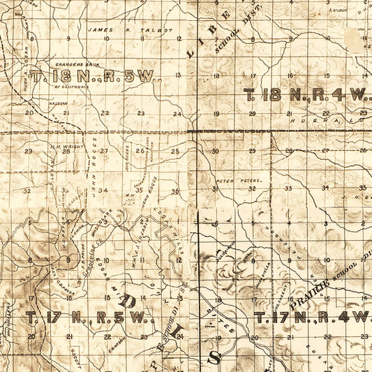 Vintage Map of Colusa County, California, 1885