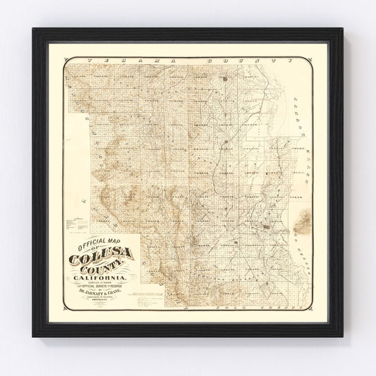Vintage map of Colusa County, California, 1885