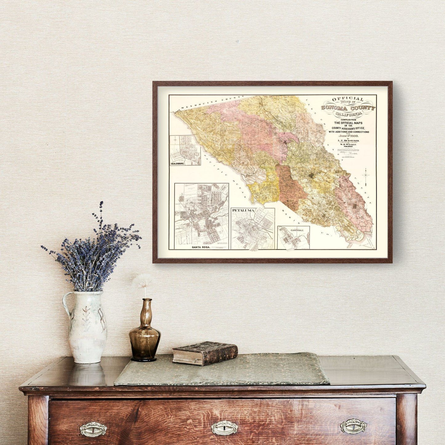 Vintage Map of Sonoma County, California, 1900 II