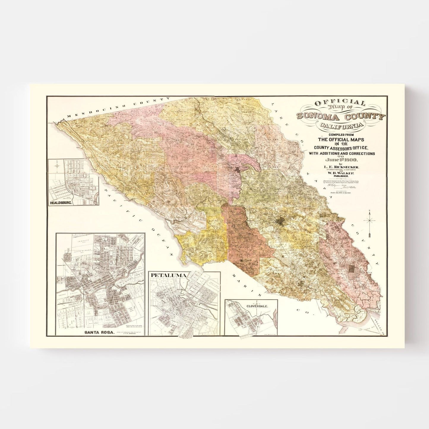 Vintage Map of Sonoma County, California, 1900 II