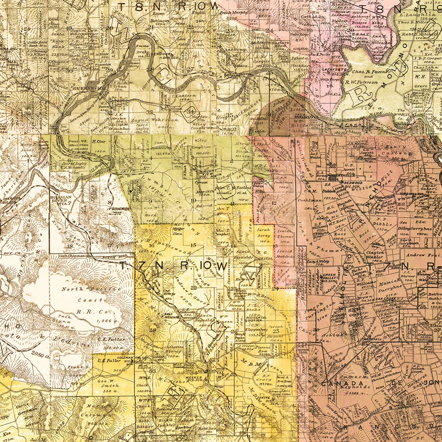 Vintage Map of Sonoma County, California, 1900 II