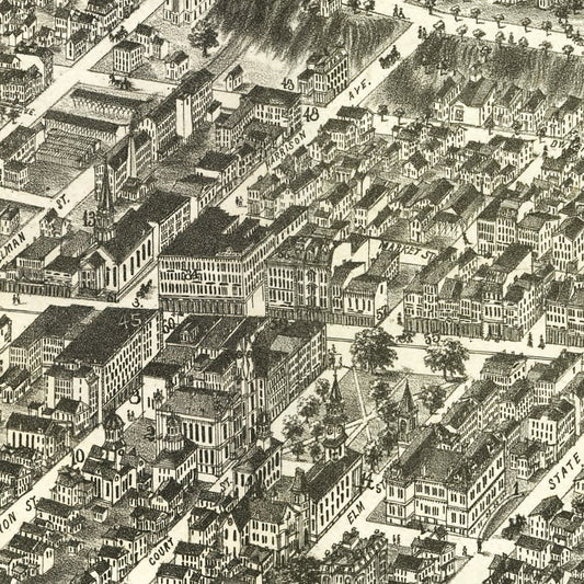 Vintage Map of Springfield, Massachusetts, 1875
