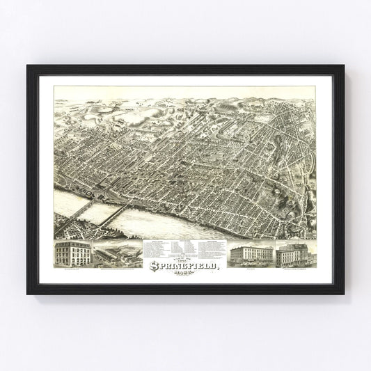 Vintage map of Springfield, Massachusetts, 1875
