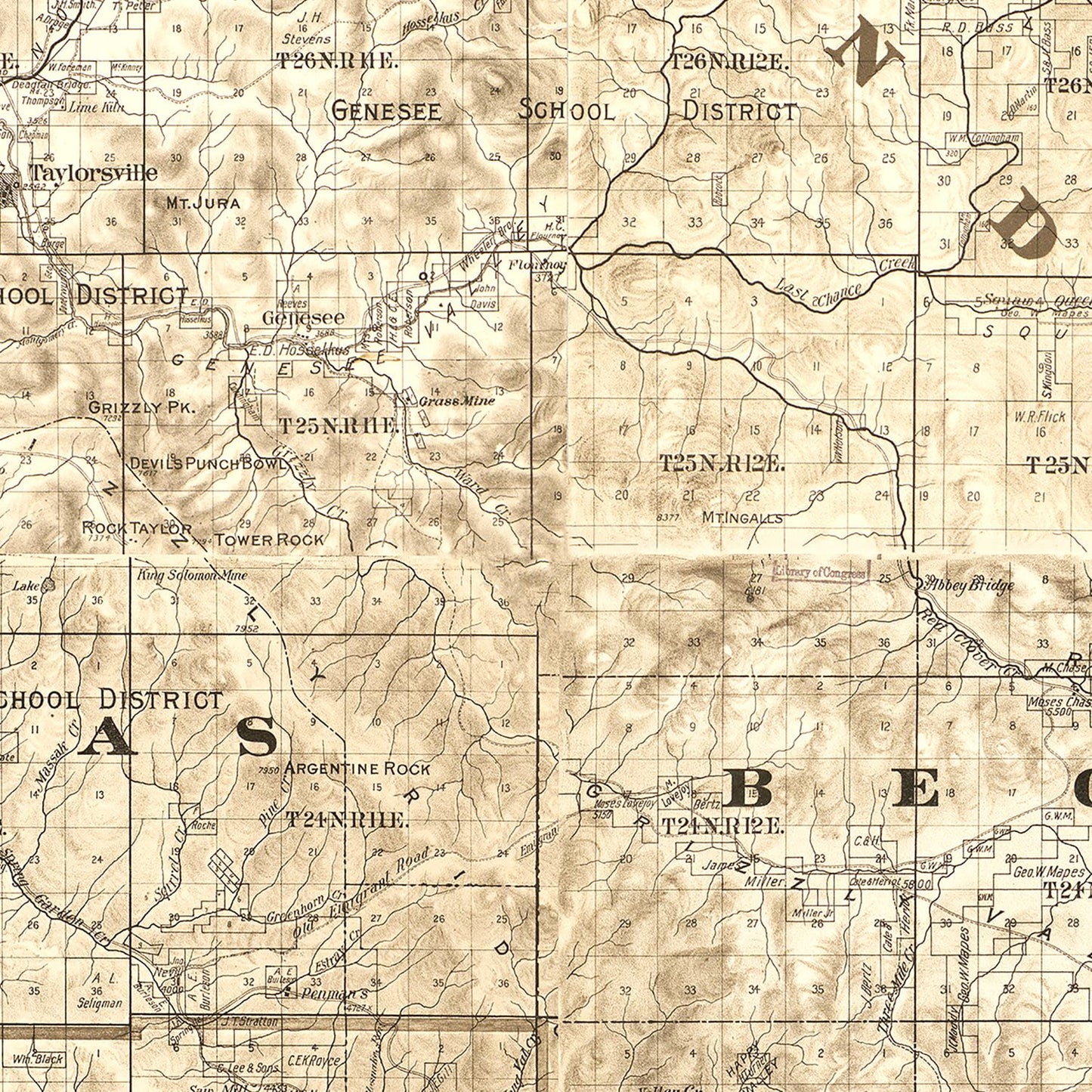 Vintage Map of Plumas County, California, 1892