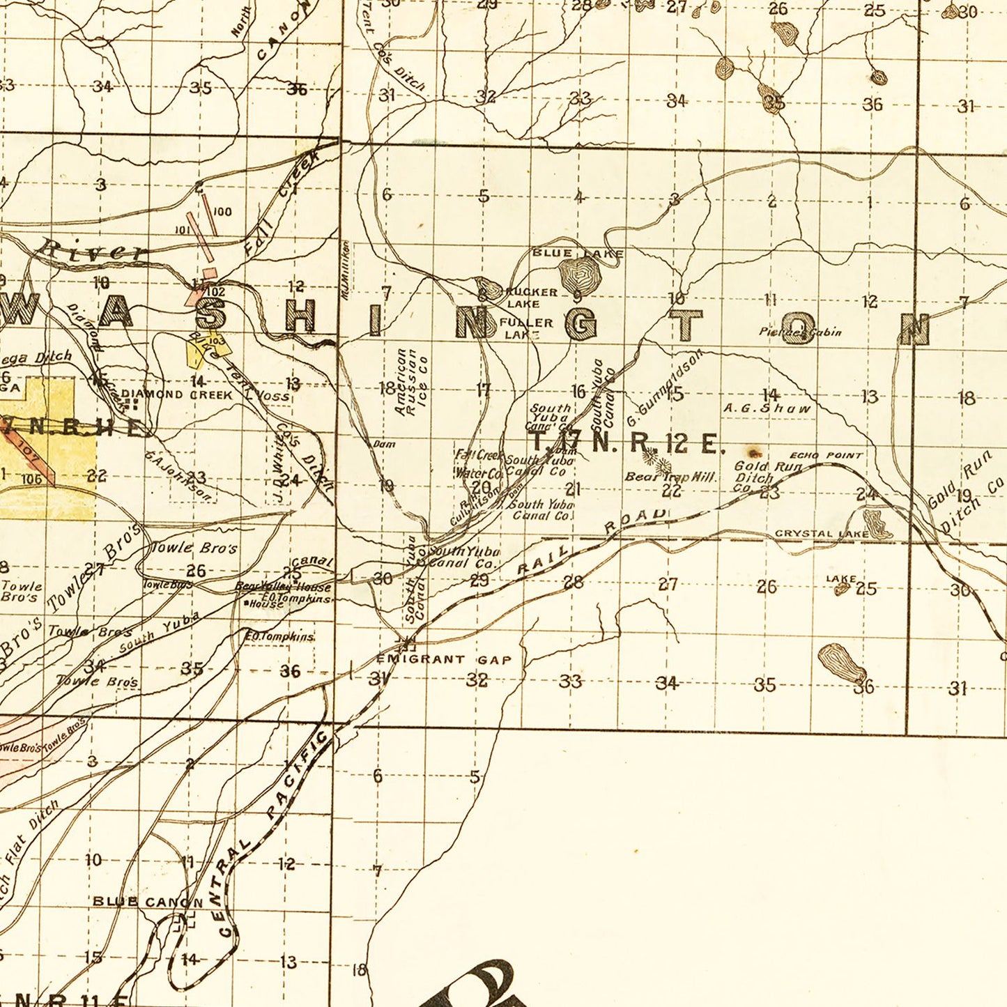 Vintage Map of Nevada County, California, 1880
