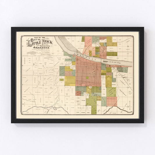 vintage map of Little Rock, Arkansas, 1888
