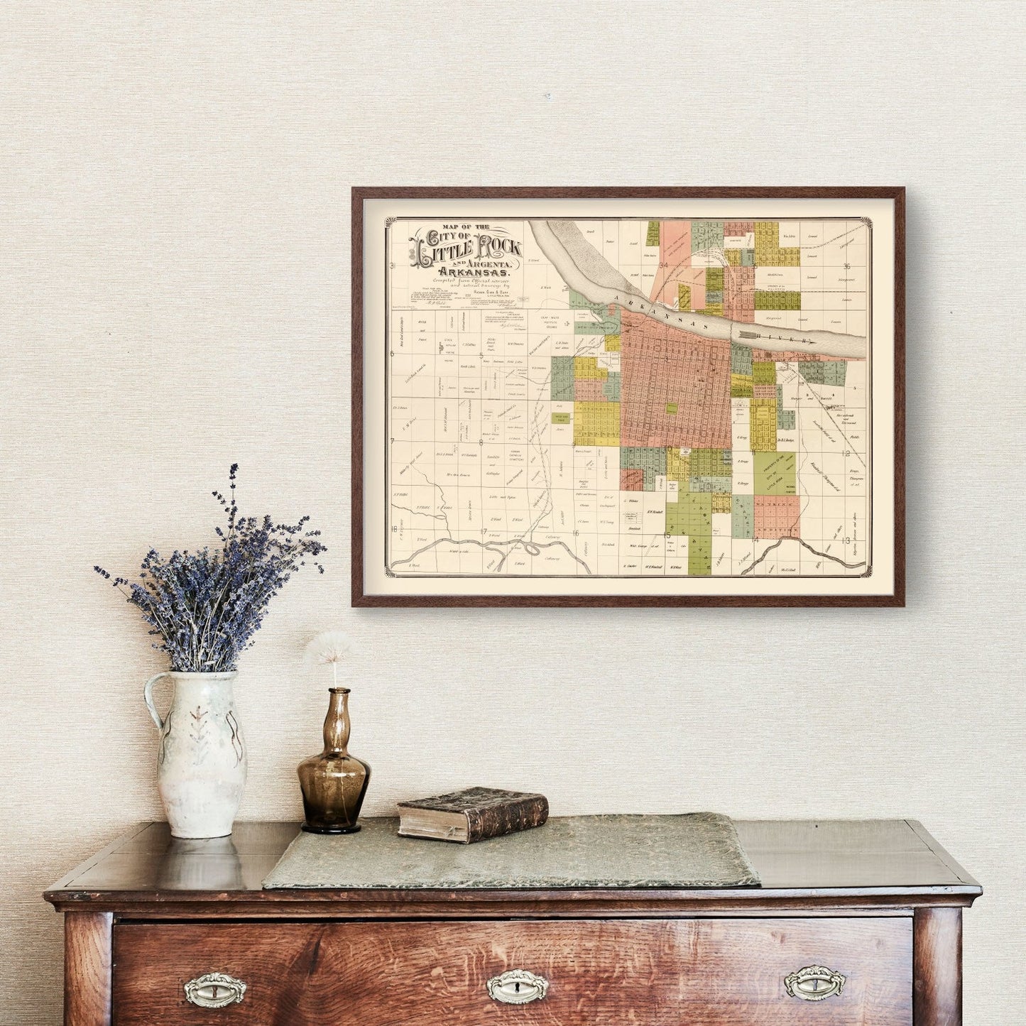 Vintage Map of Little Rock, Arkansas, 1888