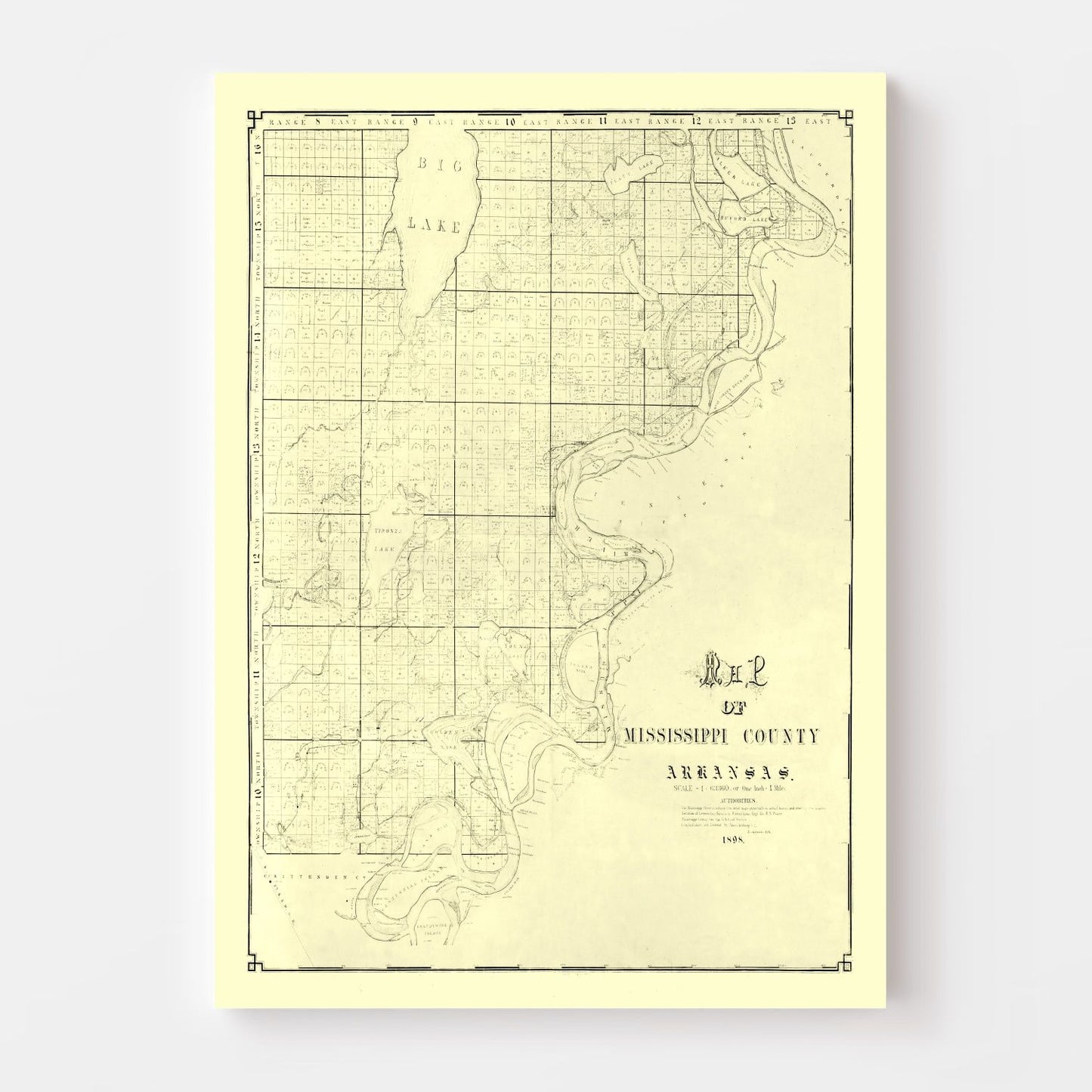 Vintage Map of Mississippi County, Arkansas, 1898