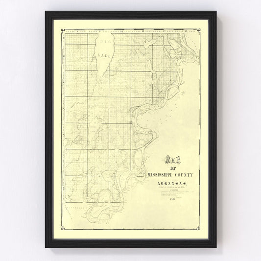 vintage map of Mississippi County, Arkansas, 1898