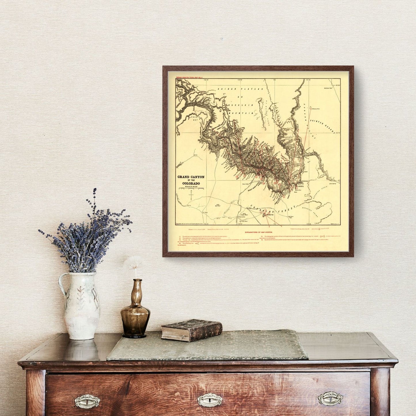 Vintage Map of the Grand Canyon, Arizona, 1904