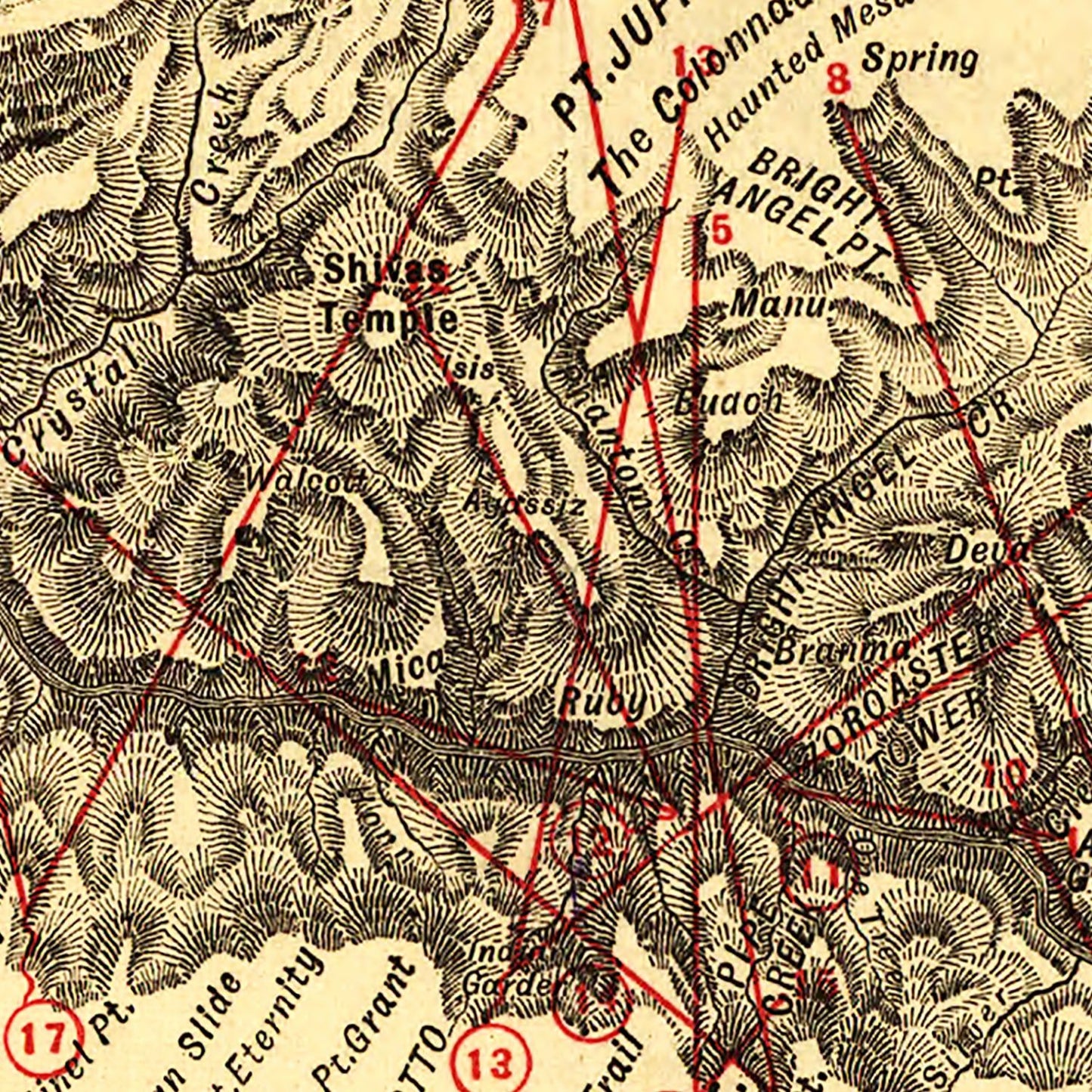 Vintage Map of the Grand Canyon, Arizona, 1904
