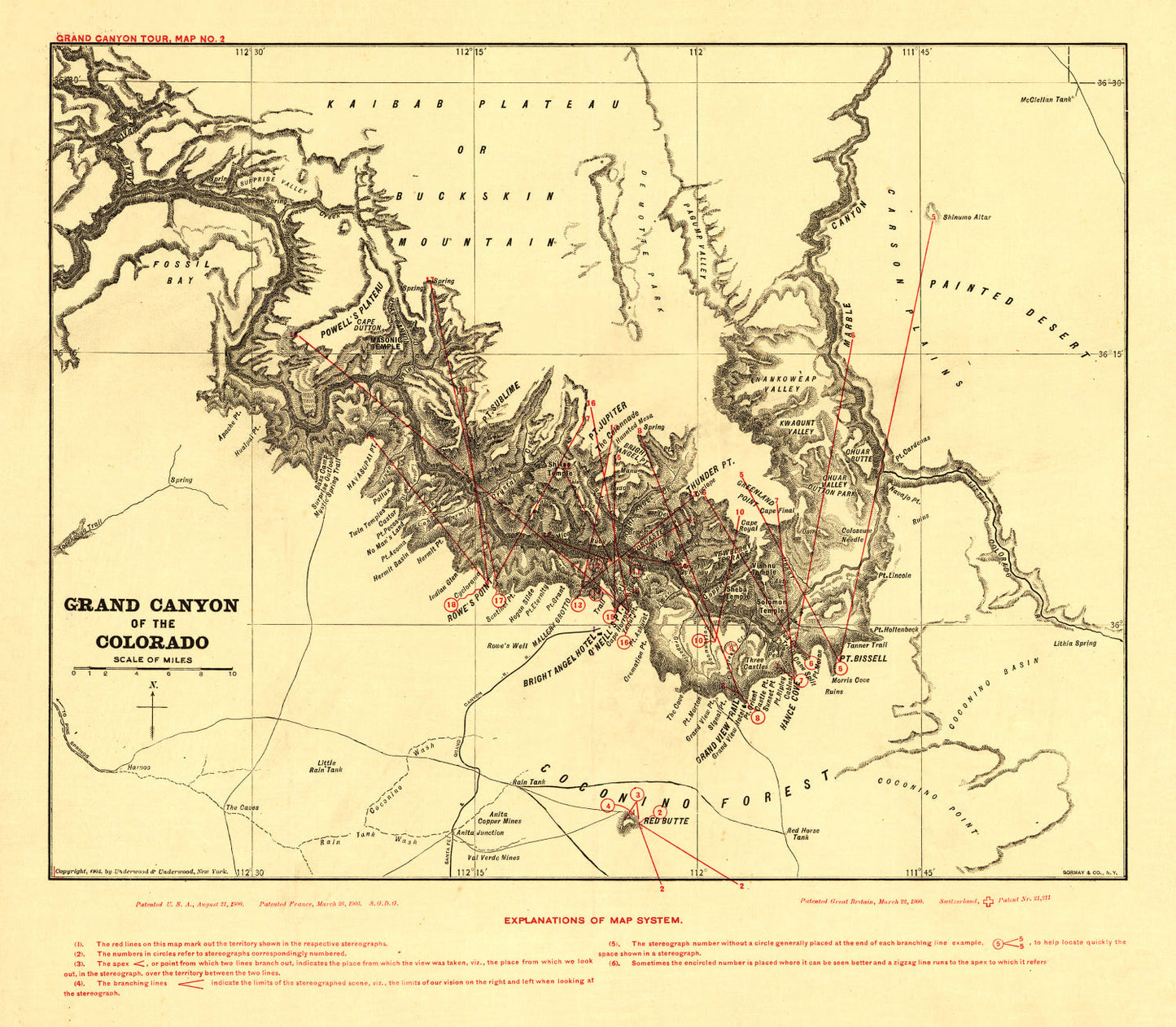 Vintage Map of the Grand Canyon, Arizona, 1904