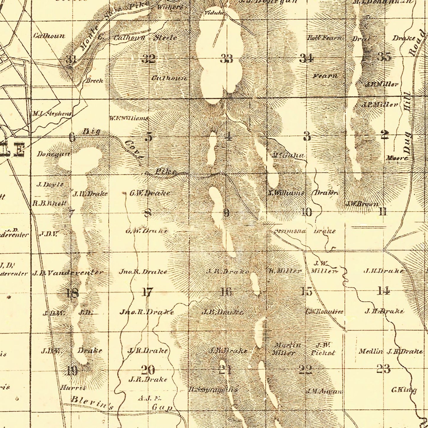 Vintage Map of Madison County, Alabama, 1875