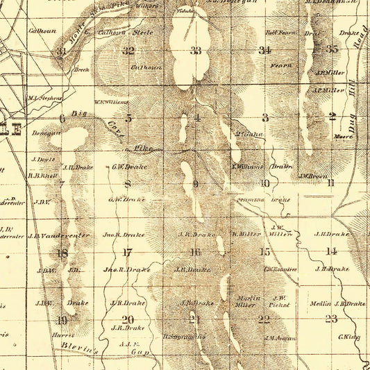Vintage Map of Madison County, Alabama, 1875