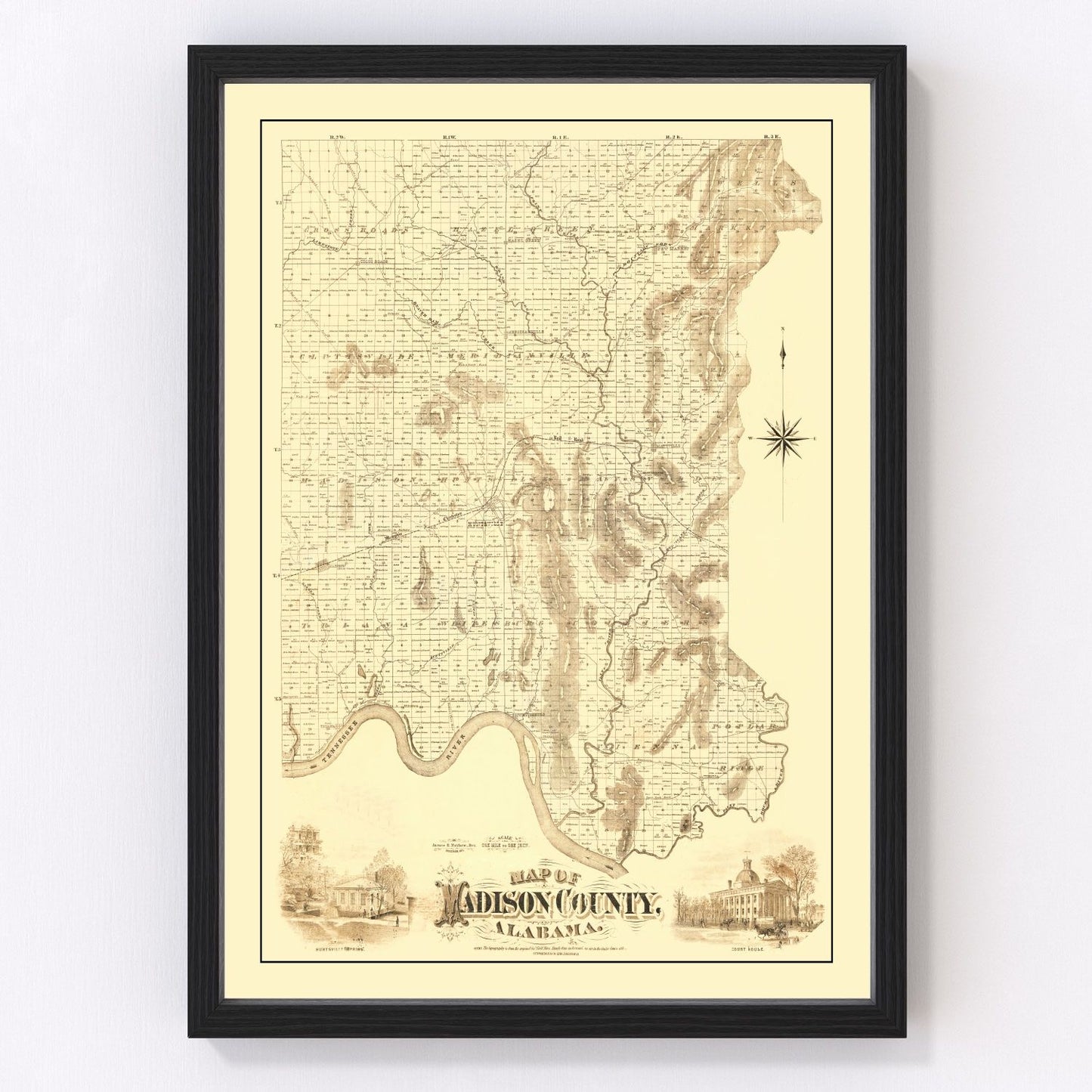 Vintage map of Madison County, Alabama, 1875