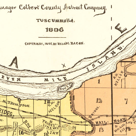 Vintage Map of Colbert County, Alabama, 1896
