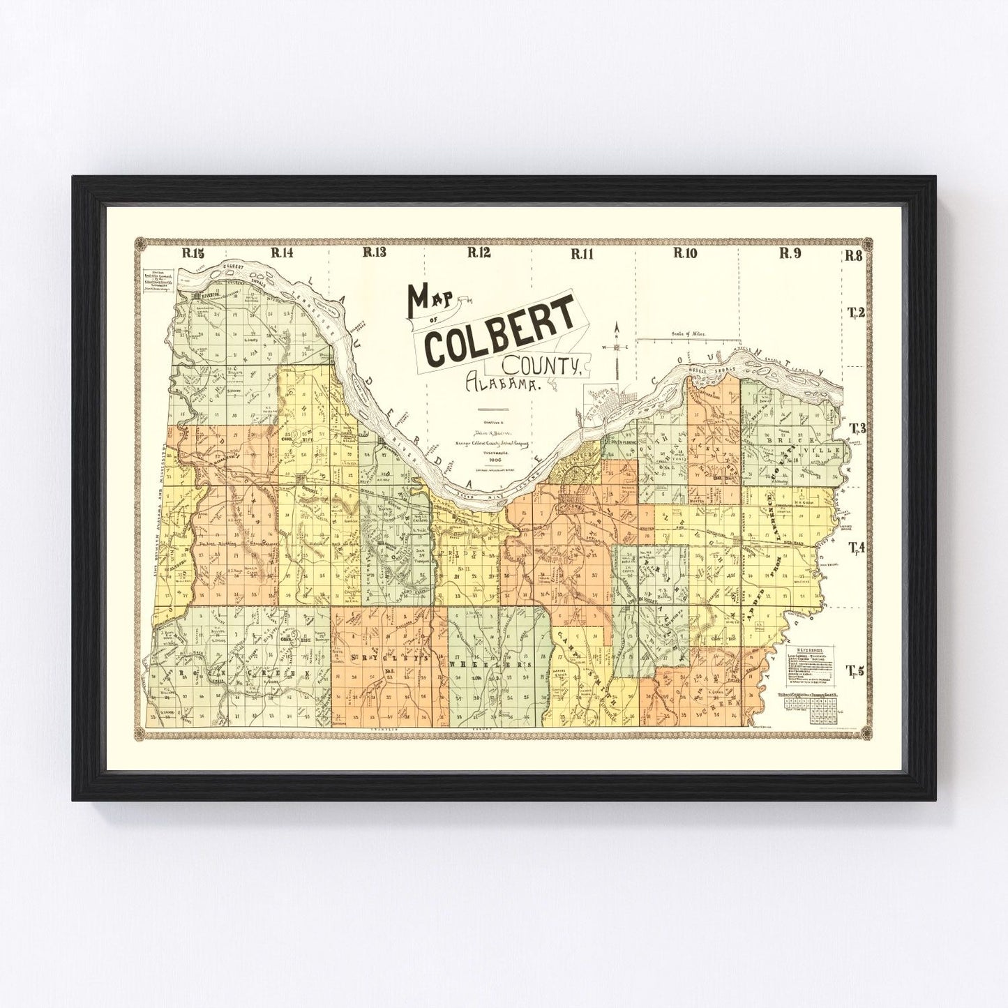 vintage map of Colbert County, Alabama, 1896