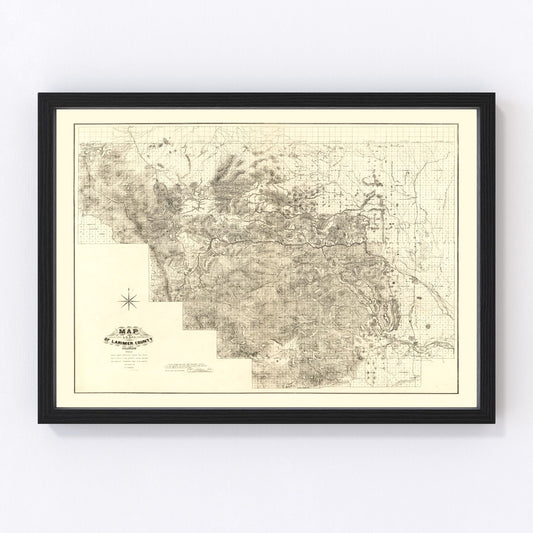 Vintage map of Larimer County, Colorado, 1884