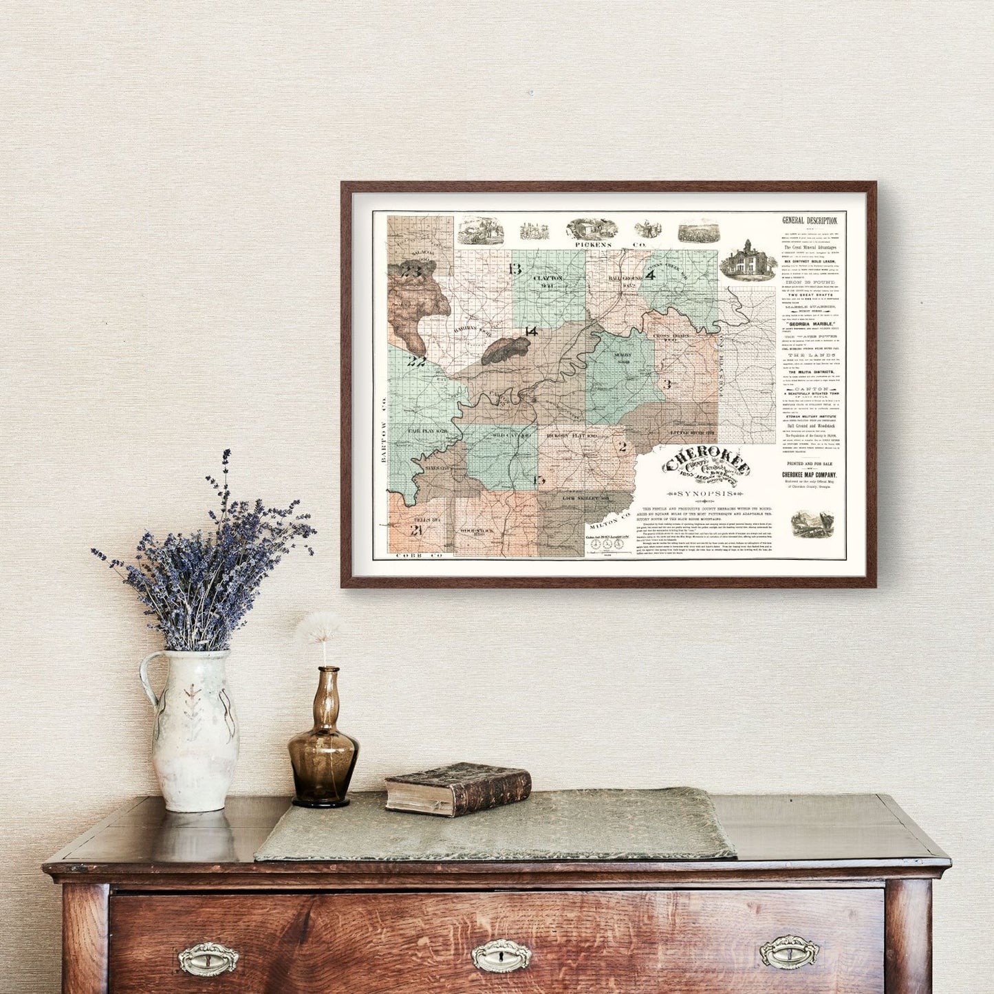 Vintage Map of Cherokee County, Georgia, 1895