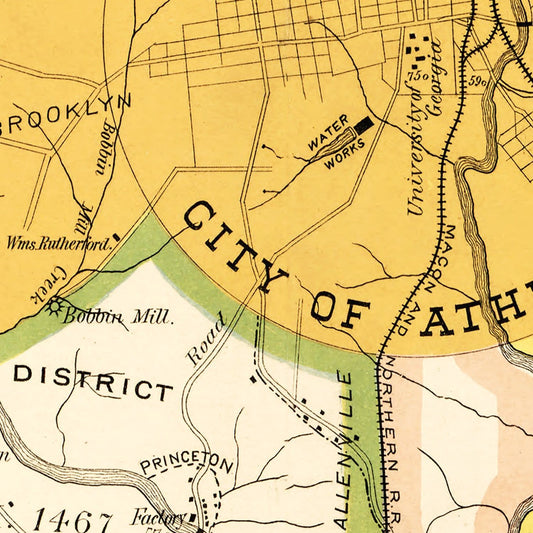 Vintage Map of Clarke County, Georgia 1893