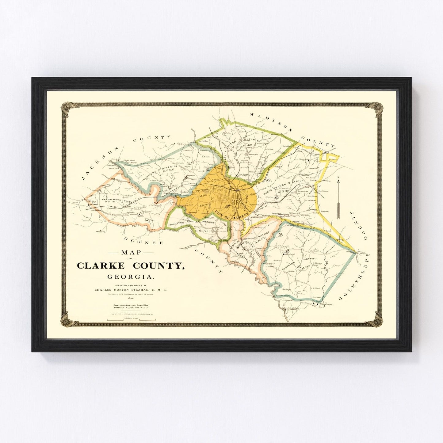 Vintage map of Clarke County, Georgia, 1893