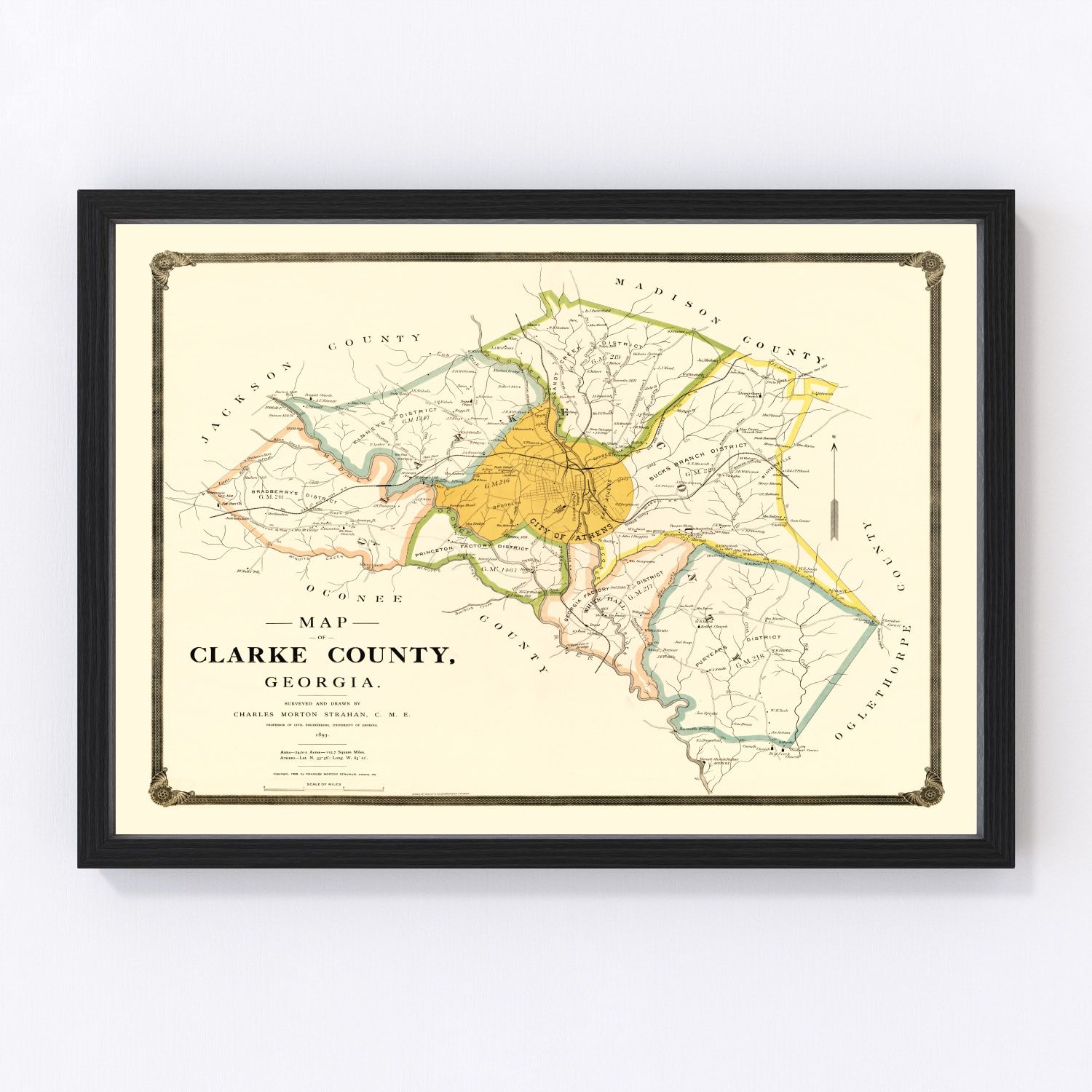 Vintage map of Clarke County, Georgia, 1893