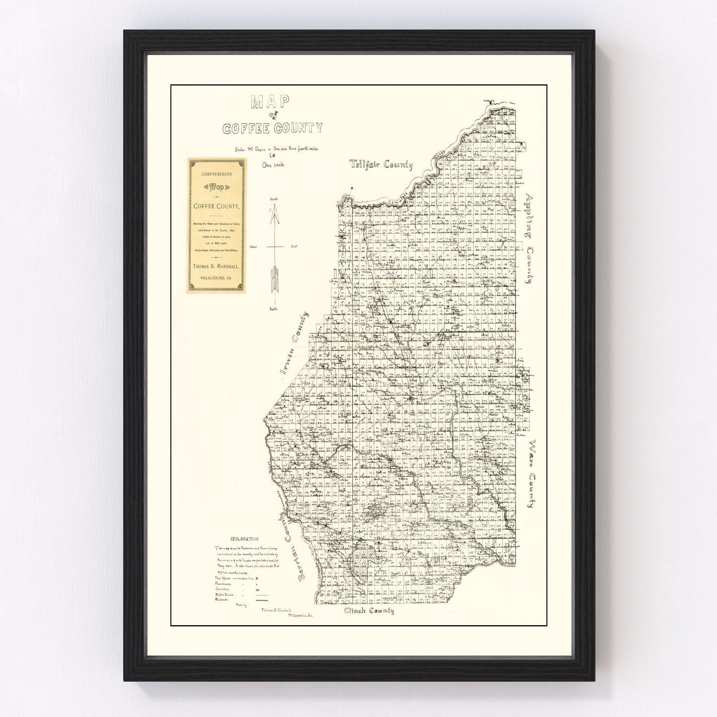 Vintage map of Coffee County, Georgia, 1891