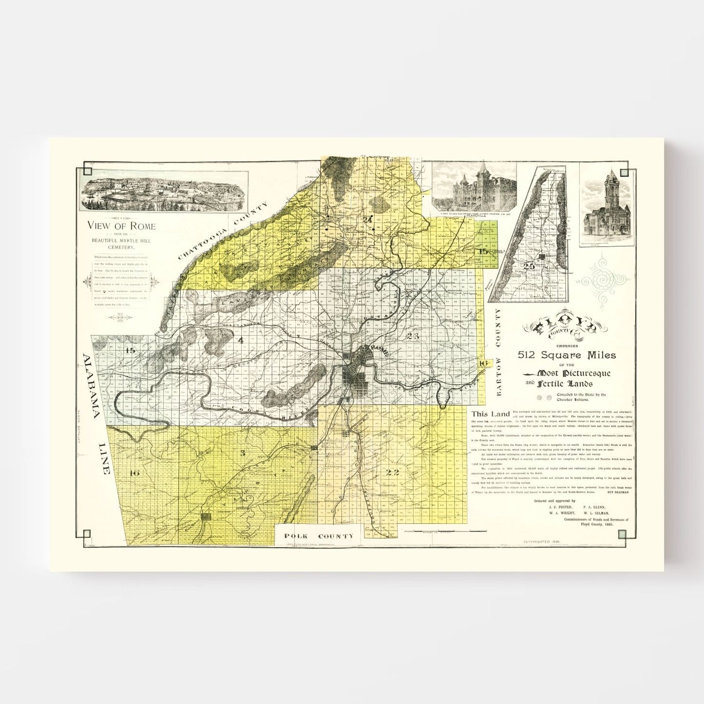 Vintage Map of Floyd County, Georgia, 1895