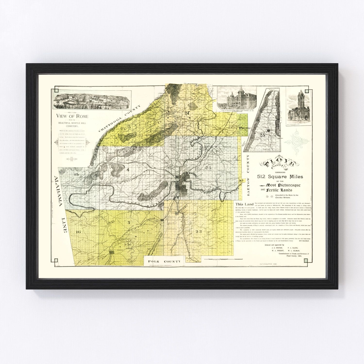 vintage map of Floyd County, Georgia, 1895