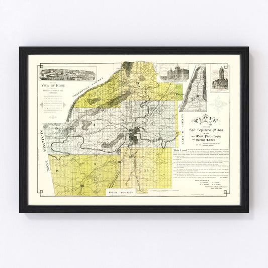 vintage map of Floyd County, Georgia, 1895