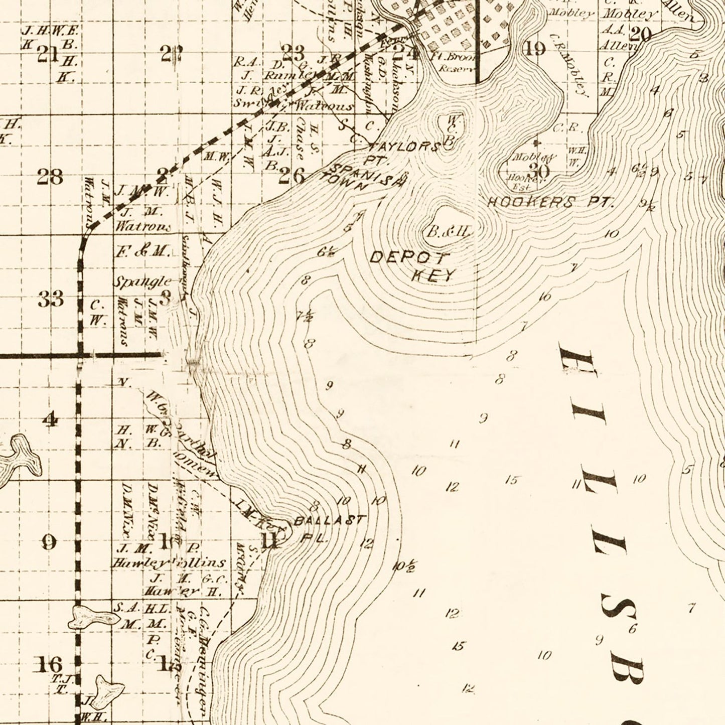 Vintage Map of Hillsborough County, Florida, 1882