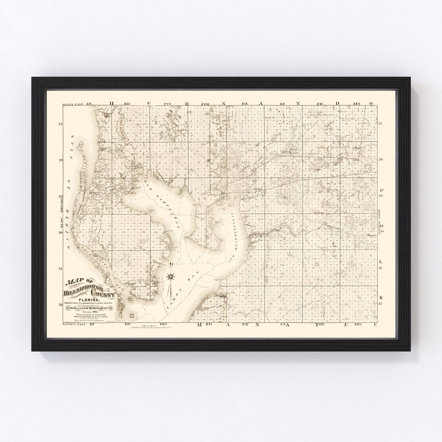 vintage map of Hillsborough County, Florida, 1882
