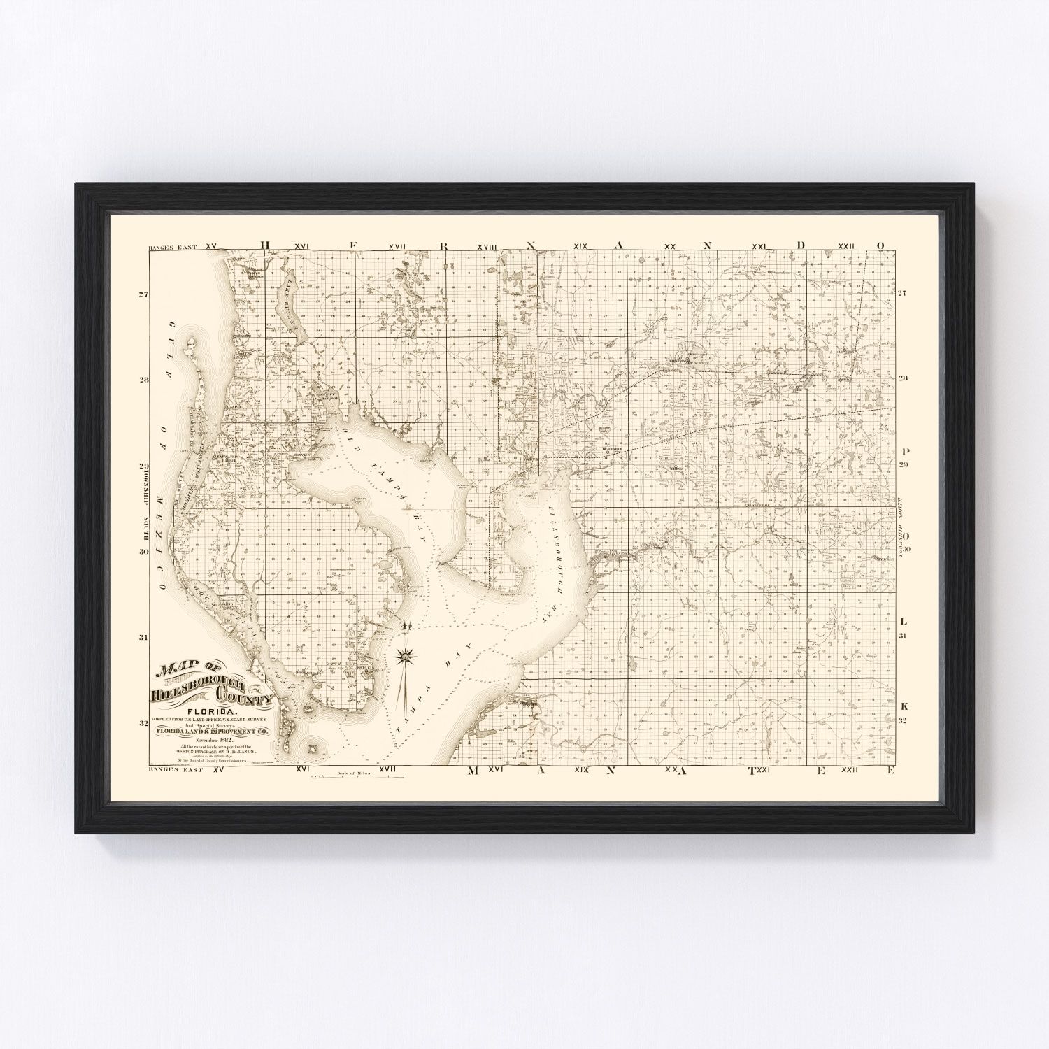 vintage map of Hillsborough County, Florida, 1882