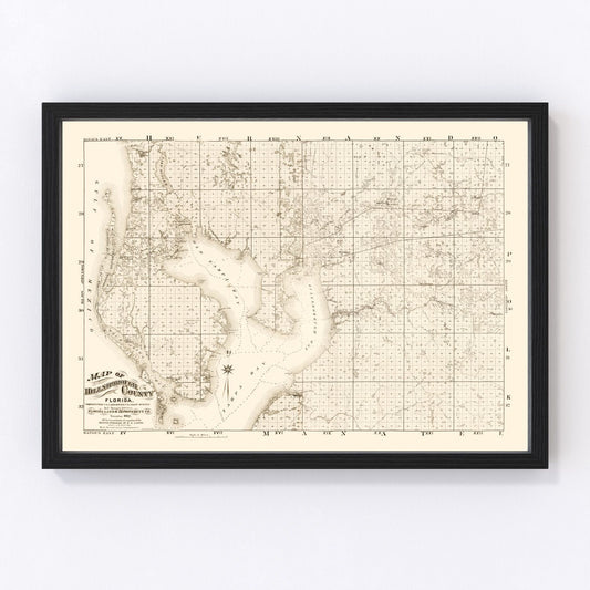 vintage map of Hillsborough County, Florida, 1882