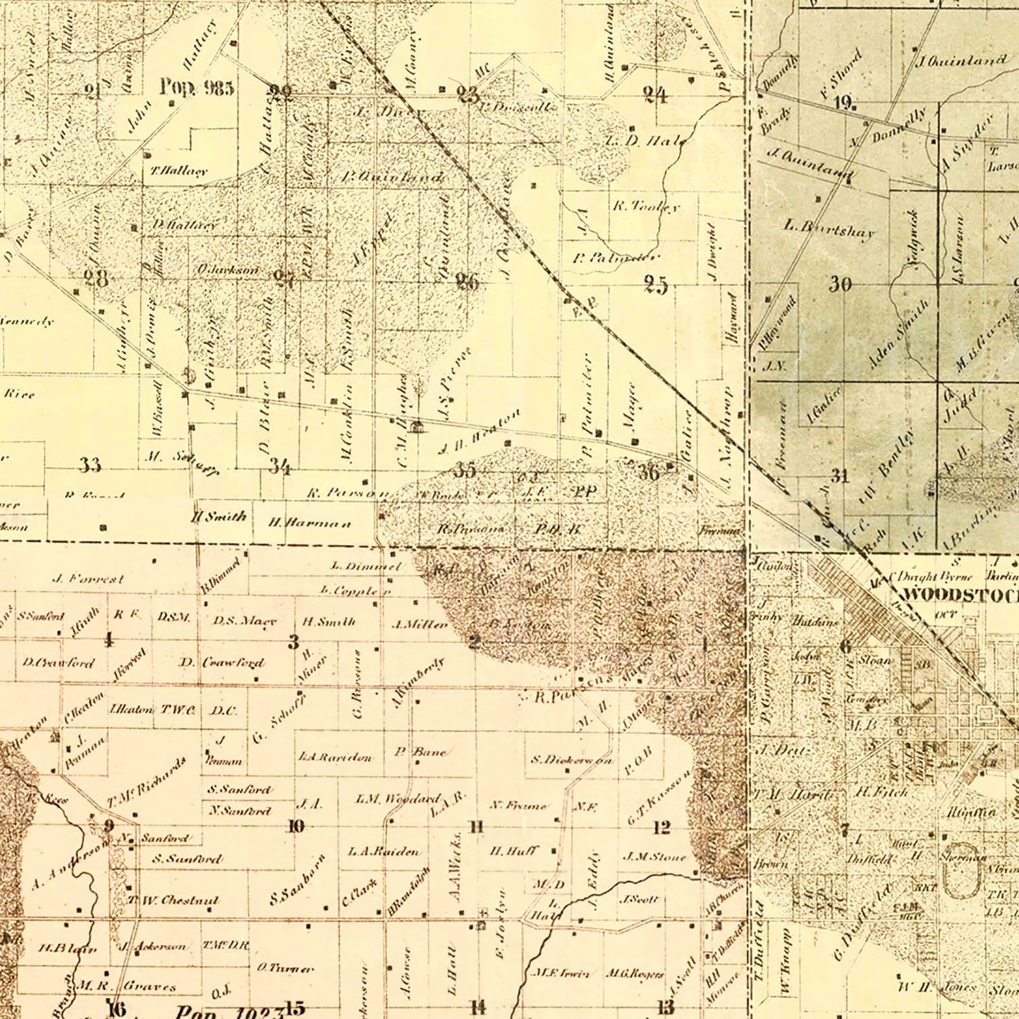 Vintage Map of McHenry County, Illinois, 1862