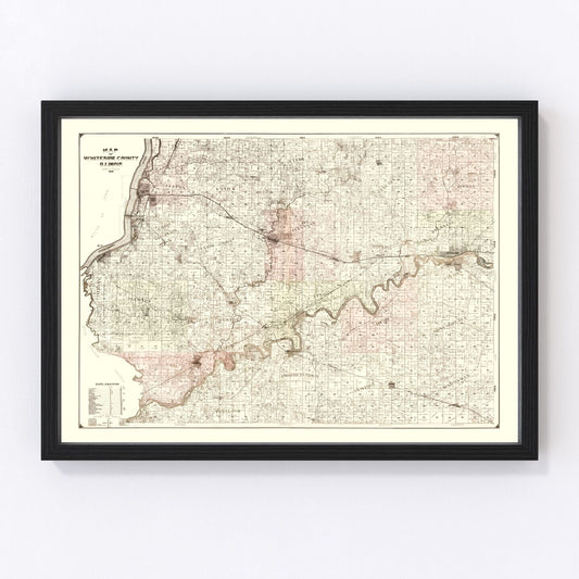 Vintage map of Whiteside County, Illinois, 1896 - Morrison restored print
