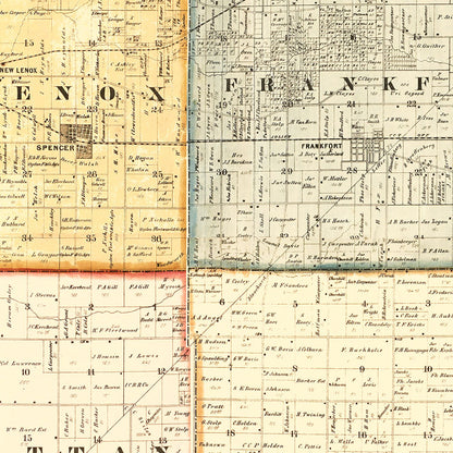 Vintage Map of Will County, Illinois, 1864