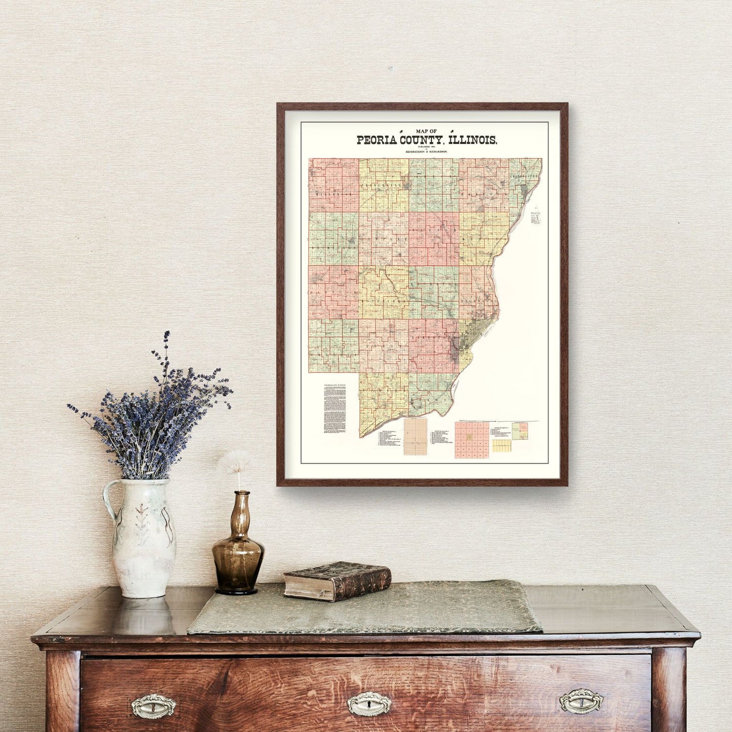 Vintage Map of Peoria County, Illinois, 1904