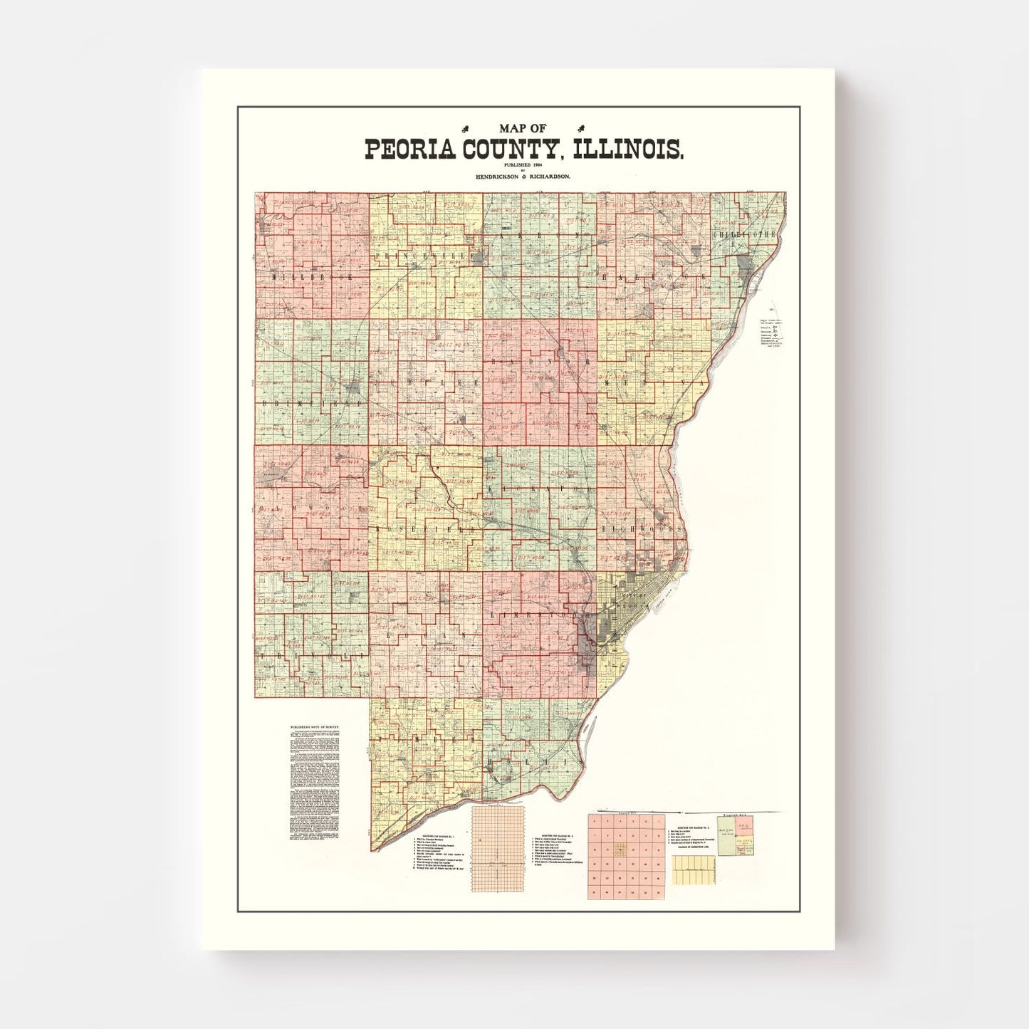 Vintage Map of Peoria County, Illinois, 1904