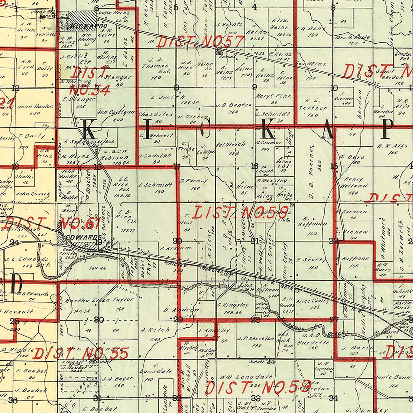 Vintage Map of Peoria County, Illinois, 1904