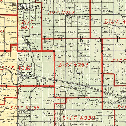 Vintage Map of Peoria County, Illinois, 1904