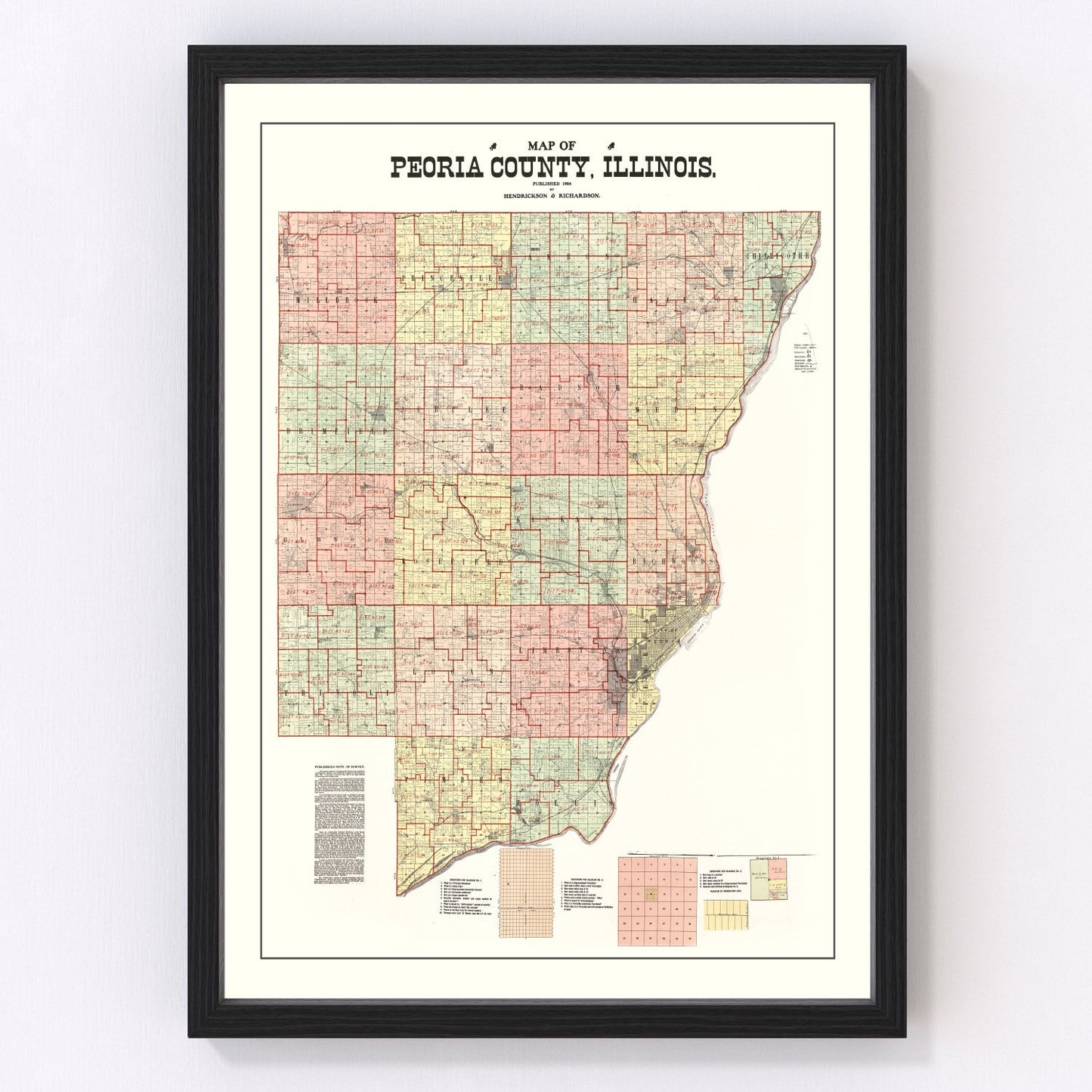 vintage map of Peoria County, Illinois, 1904