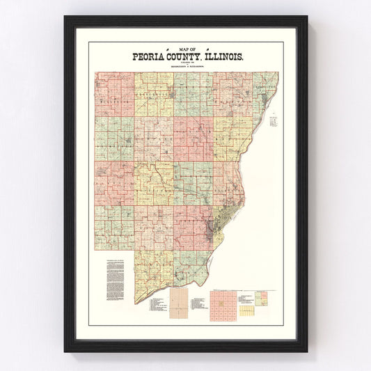 vintage map of Peoria County, Illinois, 1904