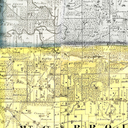 Vintage Map of Carroll County, Illinois, 1869