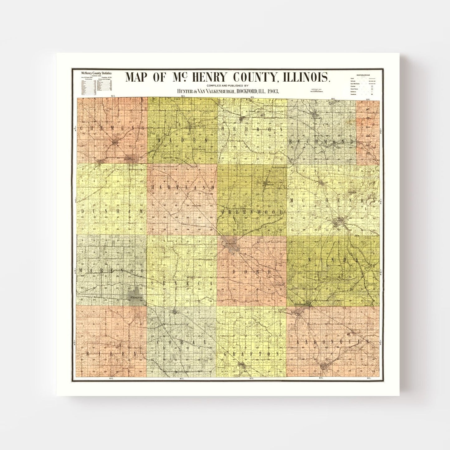 Vintage Map of McHenry County, Illinois, 1903
