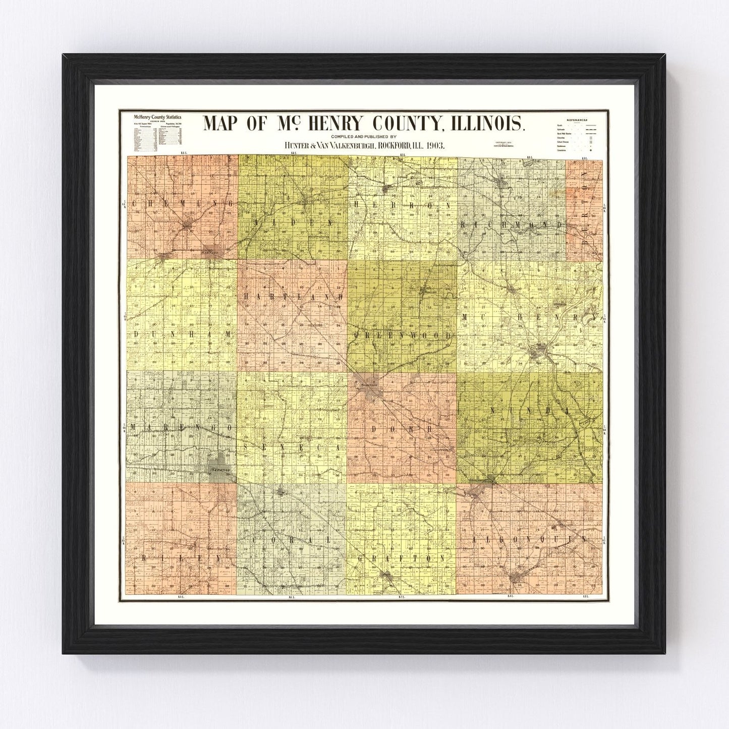 Vintage map of McHenry County, Illinois, 1903