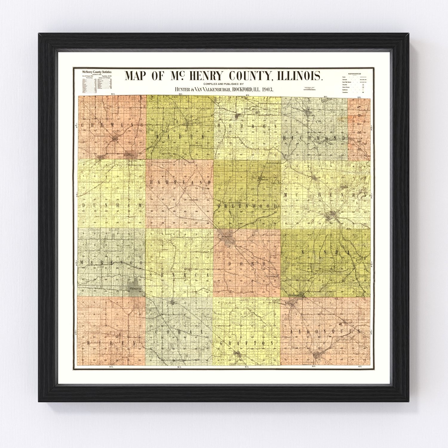 Vintage map of McHenry County, Illinois, 1903