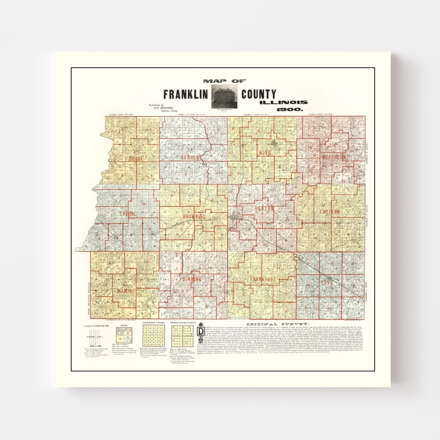 Vintage Map of Franklin County, Illinois, 1900
