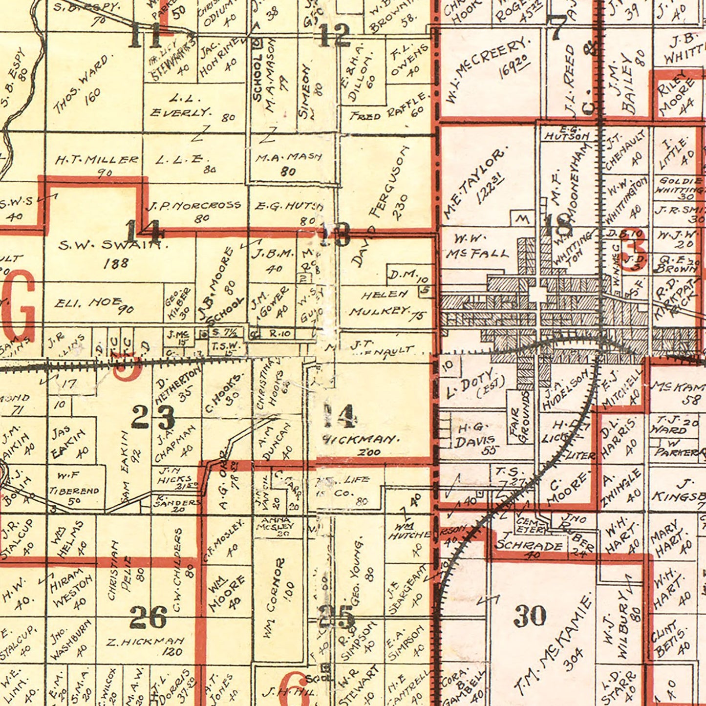 Vintage Map of Franklin County, Illinois, 1900