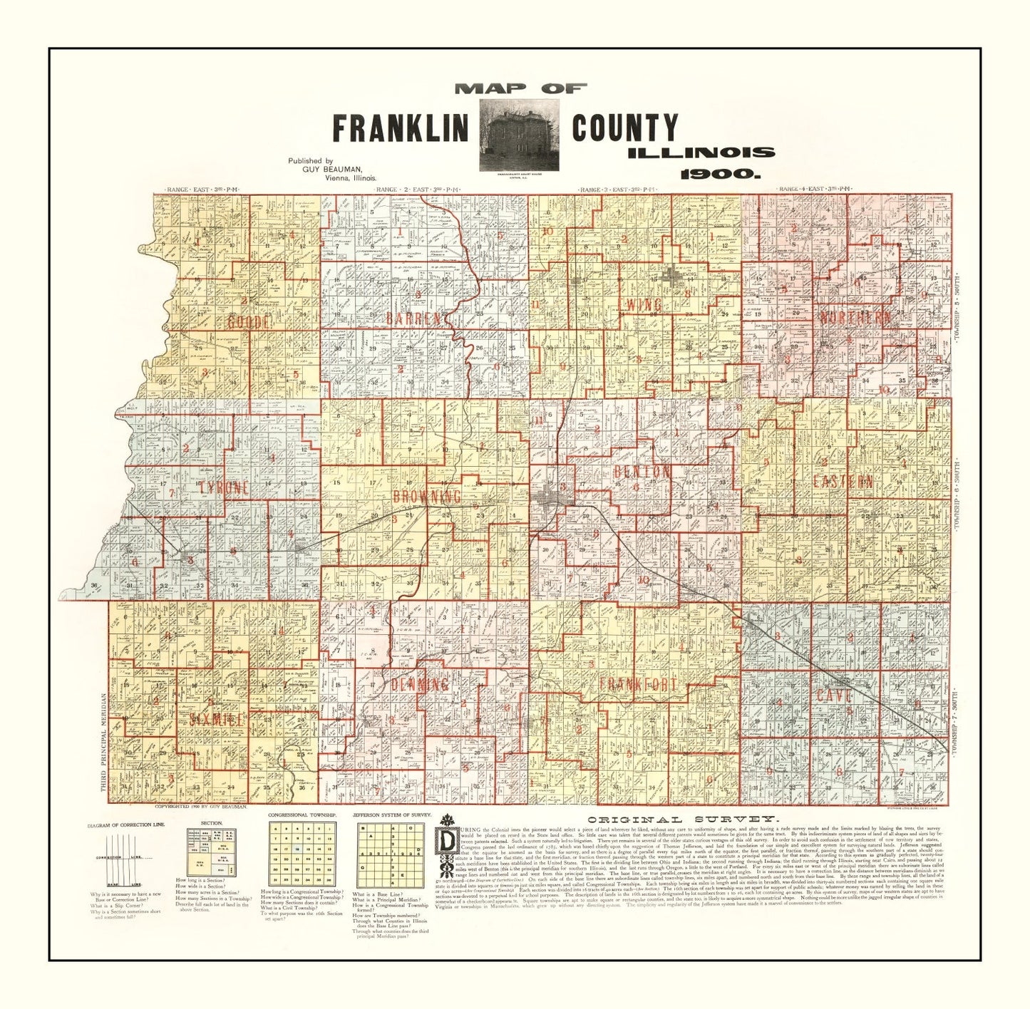 Vintage Map of Franklin County, Illinois, 1900